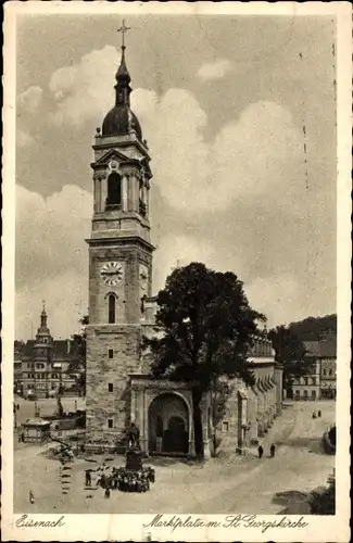 Ak Lutherstadt Eisenach in Thüringen, Marktplatz, St. Georgskirche