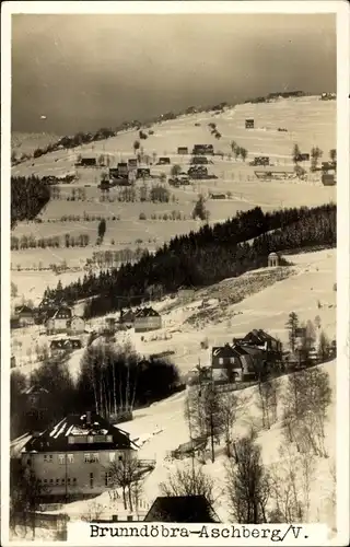Ak Brunndöbra Klingenthal im Vogtland Sachsen, Aschberg, Winter
