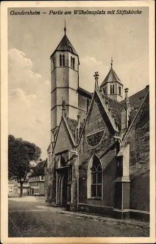 Ak Bad Gandersheim am Harz, Wilhelmsplatz, Stiftskirche