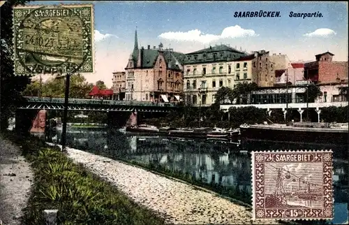 Ak Saarbrücken im Saarland, Saar, Brücke