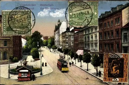 Ak Saarbrücken, Reichsstraße, Straßenbahn