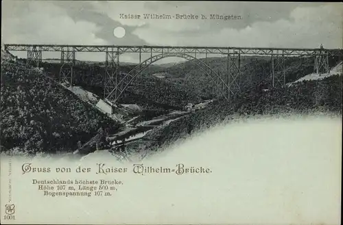 Mondschein Ak Solingen im Bergischen Land, Müngstener Brücke, Kaiser Wilhelm Brücke