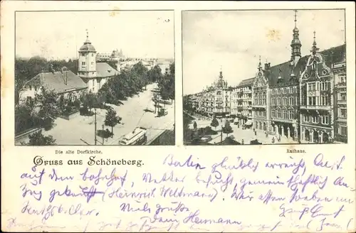 Ak Berlin Schöneberg, Alte Dorfkirche, Rathaus