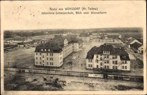 Ak Wünsdorf Zossen in Brandenburg, Infanterie-Schießschule, Blick vom Wasserturm