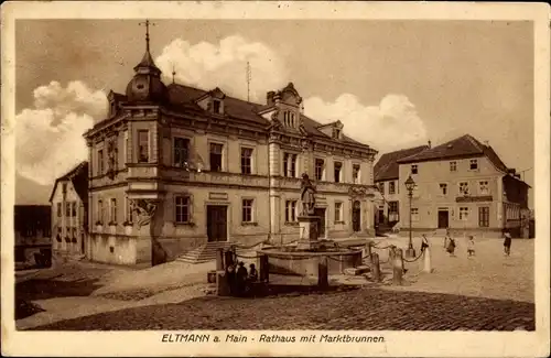 Ak Eltmann in Unterfranken, Rathaus mit Marktbrunnen