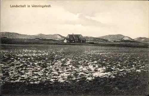 Ak Wenningstedt auf Sylt, Blick nach Bauernhaus