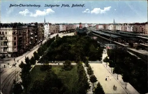 Ak Berlin Charlottenburg, Stuttgarter Platz, Bahnhof, Stadtpanorama, Häuserfassaden