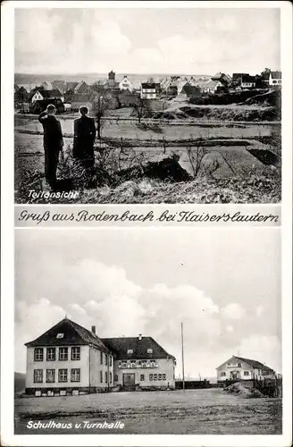 Ak Rodenbach Weilerbach in der Pfalz, Teilansicht, Schule, Turnhalle