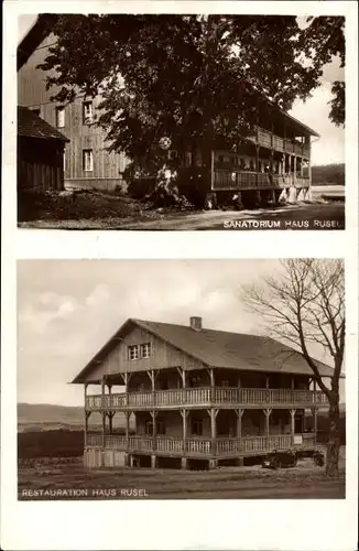 Ak Rusel Schaufling in Niederbayern, Sanatorium Haus Rusel, Restaurant