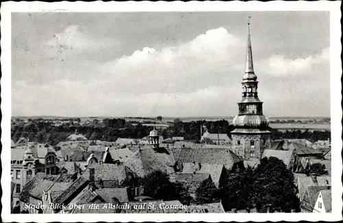 Ak Stade in Niedersachsen, Dächer der Altstadt, St. Cosmae
