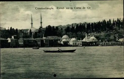 Ak Konstantinopel Istanbul Türkei, Eyoub sur la Corne d'Or, barque