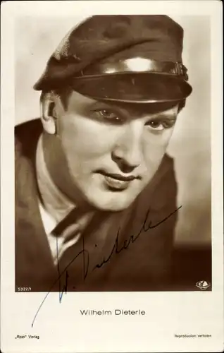 Ak Schauspieler und Filmregisseur Wilhelm Dieterle, Portrait mit Mütze, Autogramm