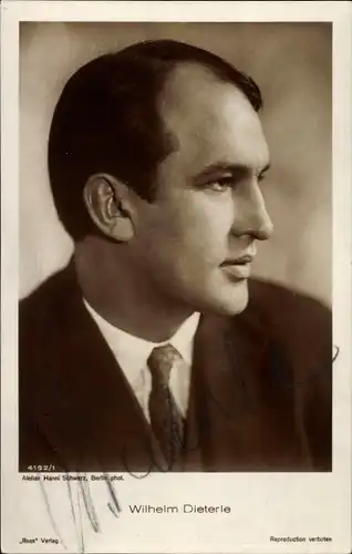 Ak Schauspieler und Filmregisseur Wilhelm Dieterle, Portrait, Ross Verlag 4192 1, Autogramm