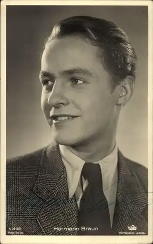 Ak Schauspieler Hermann Braun, Portrait, Autogramm