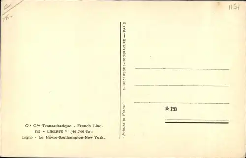 Künstler Ak Paquebot Liberté, CGT, French Line