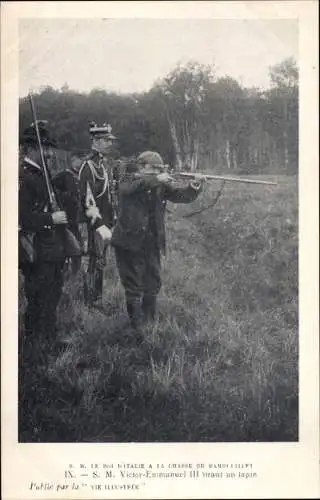 Ak Rambouillet Yvelines, König Viktor Emanuel III. von Italien auf der Jagd