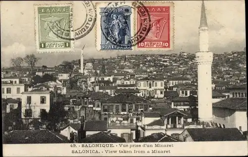 Ak Saloniki Thessaloniki Griechenland, Blick von einem Minarett aus