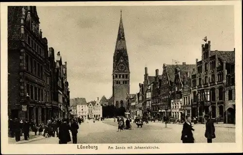 Ak Lüneburg in Niedersachsen, Am Sande mit Johanniskirche