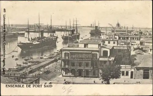 Ak Port Said Ägypten, Hafenbild