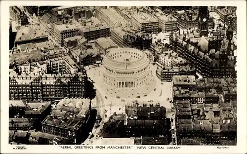 Ak Manchester England, New Central Library, Aerial