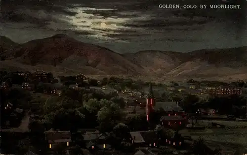Mondschein Ak Golden Colorado USA, Gesamtansicht bei Nacht