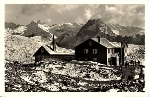 Ak Oberstdorf, Edmund Probst Haus, Nebelhorn, Allgäuer Alpen, Blick gegen Höfats