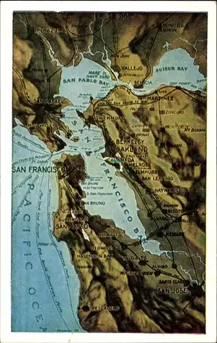 Ak San Francisco Kalifornien USA, Landkarte, Pazifik