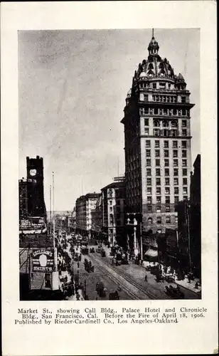 Ak San Francisco Kalifornien USA, Call Building, Palace Hotel, Chronicle Building