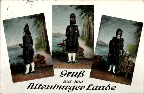 Ak Gruß aus dem Altenburger Lande, Junge Frau in Tracht