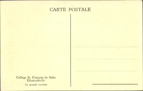 Ak Lubumbashi Elisabethville RD Kongo Zaire, College St. Francois de Sales, Grande Verriere