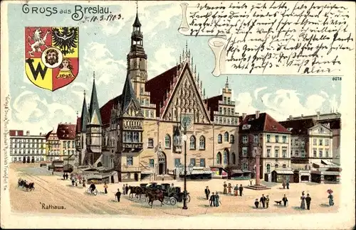 Wappen Litho Wrocław Breslau Schlesien, Rathaus