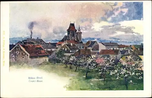 Künstler Litho Kopallik, F., Český Brod Böhmisch Brod Mittelböhmen, Totalansicht