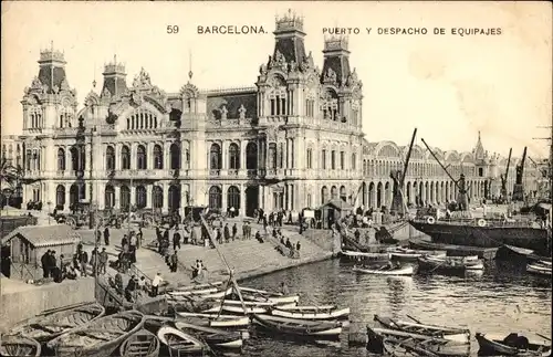 Ak Barcelona Katalonien Spanien, Hafen- und Gepäckabfertigung