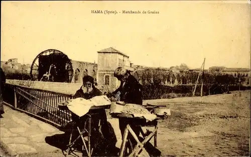 Ak Hama Syrien, Marchands de Grains, moulin à eau