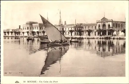 Ak Sousse Tunesien, Eine Ecke des Hafens