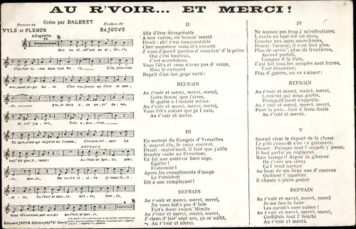 Lied Ak Au R'voi ... und Merci, Musik von Ed. Jouve