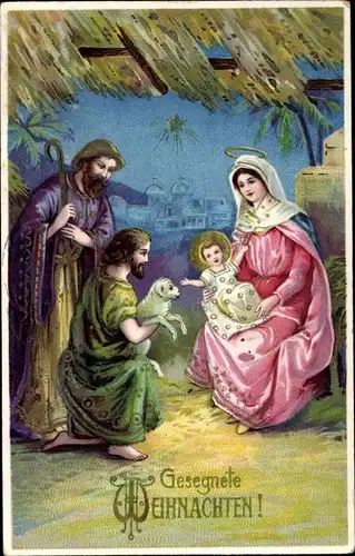 Ak Glückwunsch Weihnachten, Maria, Jesus, Lamm