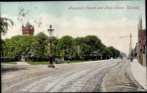 Ak Walsall West Midlands, Bloxwich Church und High Street