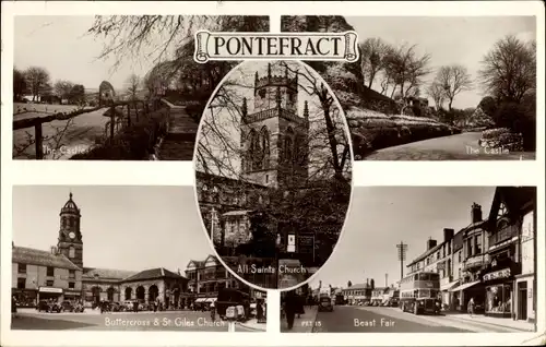 Ak Pontefract Yorkshire und Humber, All Saints Church, Castle, St. Giles Church, Beast Fair