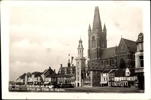 Ak Eecloo Eeklo Ostflandern, Rathaus, Kirche