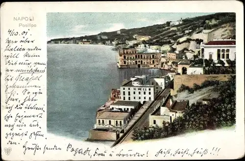 Ak Napoli Neapel Campania, Posillipo, Vogelschau auf den Golf