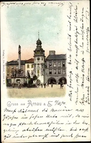 Litho Hostinné Arnau Region Königgrätz, Platz, Denkmal