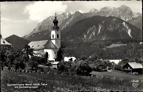 Ak Haus Liezen Steiermark, Kirche mit Dachsteingruppe