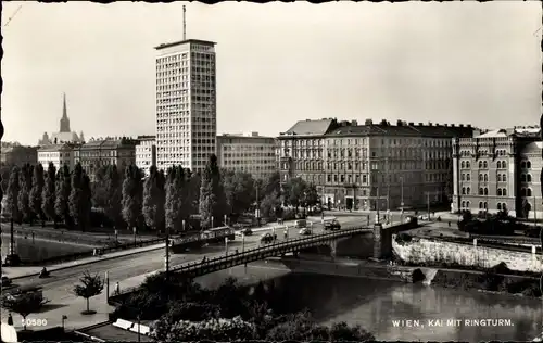 Ak Wien 1 Innere Stadt, Kai mit Ringturm