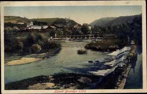 Ak Brandýs nad Orlicí Brandeis an der Adler Region Pardubice, Fluss, Wehr