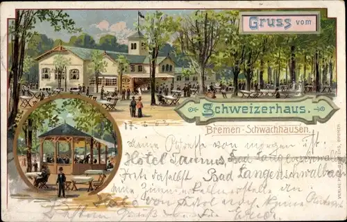 Litho Schwachhausen Hansestadt Bremen, Schweizerhaus, Terrasse