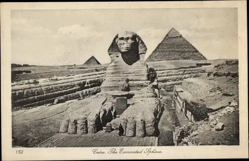 Ak Cairo Ägypten, the Excavated Sphinx