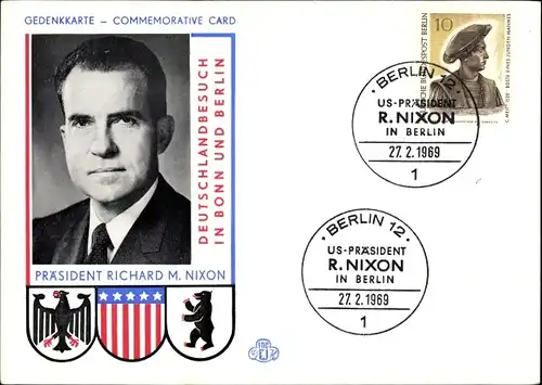 Ak 37. US Präsident Richard M. Nixon, Besuch in Bonn und Berlin 1969