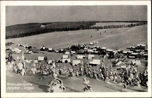 Ak Carlsfeld Eibenstock im Erzgebirge, Winterpanorama