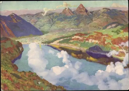 Künstler Ak Für die Bekämpfung der Tuberkulose, Bundesfeierkarte 1948, Wandgemälde von Giron